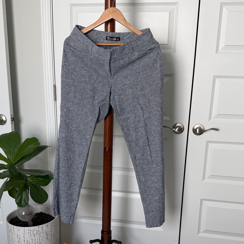 New York & Company Linen Cotton Grey Wide Leg Pants Size 4